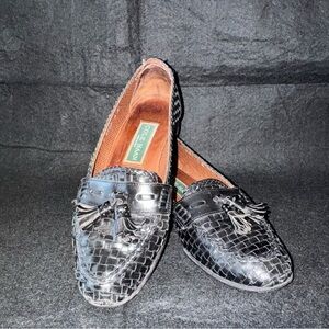 Cole Haan Women’s 6 Woven Leather Tassel Loafer Black Slip On Dress Shoes Italy